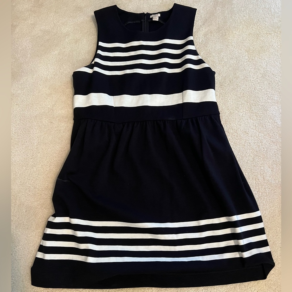 Like New J Crew Black and White Stripe Dress